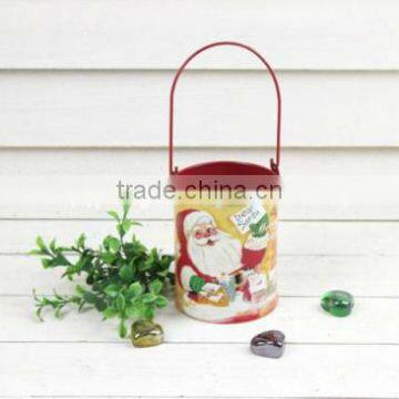 Mini Christmas decorative metal flower bucket for garden decor