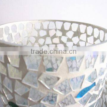 Blue&white Ocean Theme Mercury Electroplated Glass Containers Good Quality Candle Canister for Summer Holiday photo-3