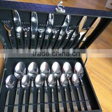 24 Pcs Stainless Steel Flatware Set With Wooden Box Package photo-3