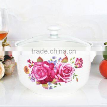 8" Ceramic Cookware Pot Safe for Microwave With Glass Lid photo-3