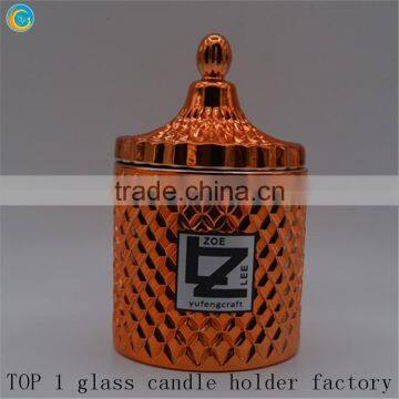 Orange decorative glass jars with lids yufeng