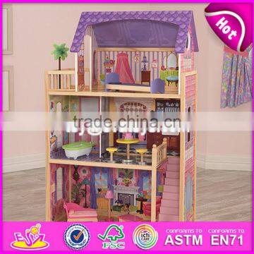 New Design Children Luxurious and Attractive Toys Gifts Wooden Modern Dollhouse W06A223 photo-2