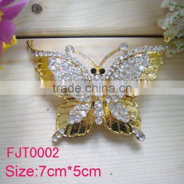 Beautiful rhinestone butterfly metal shoes buckle accessories for women shoes