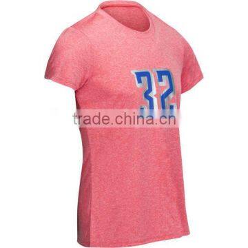 Basketball-Jersey-Design-2017 Women V Neck Short Sleeves Lightweight Soft Fabric 150g Cotton Spandex Basketball T-shirt