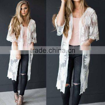 Long Cardigan Women Floral Lace Cardi For Women Beach Wear