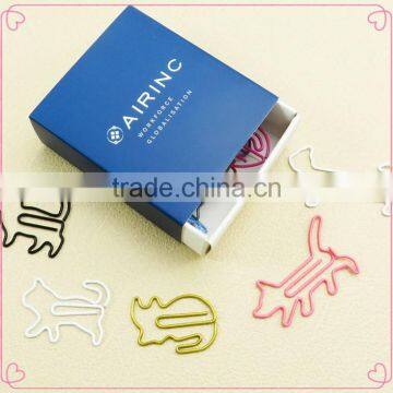 Colorful assorted cat design paper clips in gift paper box 20pcs/box