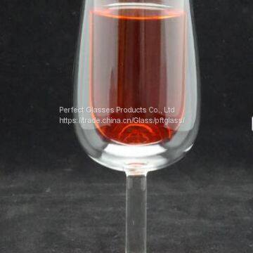 Double wall glass goblet in bar and resturant red wine cup wholesale glass cup champange glass cup