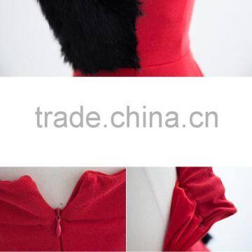 2017 Merry Christmas Sexy One Piece Girls Party Dresses Faux Fur Bust Christmas Costume HSD5490 photo-6