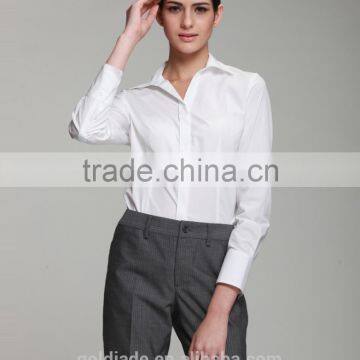 100% Cotton Flight Attendants Whits Shirts Uniform Shirts Office Classical Long Sleeve Shirts photo-6