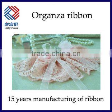 Handmade decorative 2/8'' nylon organza ribbon fabric flowers for hair Nylon organza ribbon