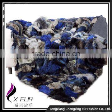 CX-D-49 Cheap Genuine Fox Fur Patchwork Blanket and Throw Blankets