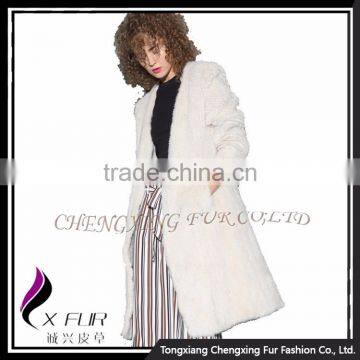 CX-G-A-49A Ladies Hand Knitted Mink Fur 2017 New Coat