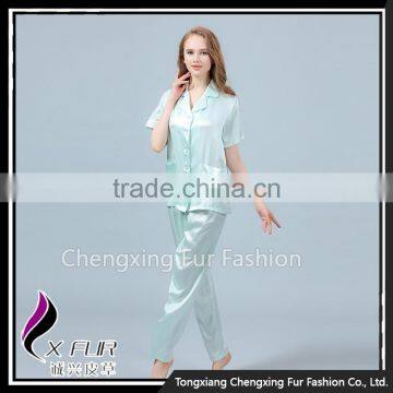 CXTZ01 Wholesale Cheap Ladies Silk Pajamas Home Wear With Pockets photo-2