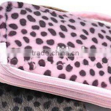 Popular leopard fur phone bag with 2 zippers