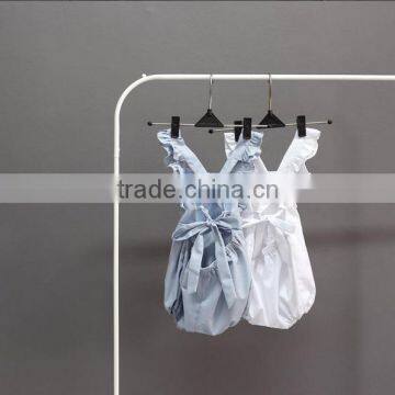 Boutique Flutter Sleeve Blue Girls Solid Color Cotton Jumpsuit Ruffle Baby Romper