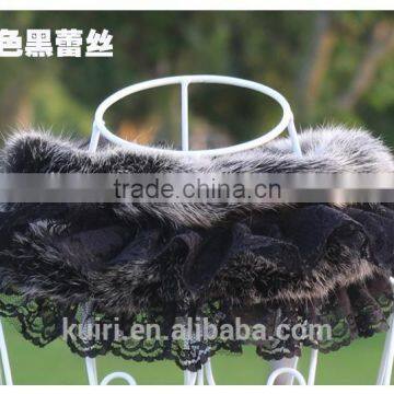 Lace Real Fur Collar Scarf Coat Warm Wrap Fake Neck Ring Winter Fox Rabbit Fur Cape Clothing Accessory Shawl Scarves photo-2