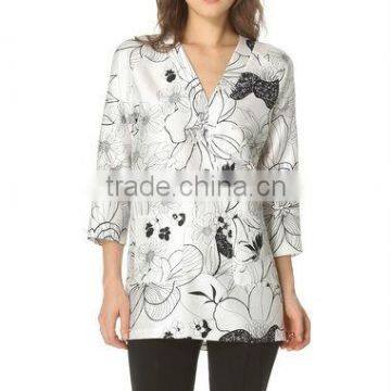 2014 summer women printed satin chiffon tops