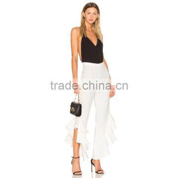 New Trendy Ladies White Ruffle Pants Spring 2018 Fashion Design Trousers photo-5