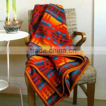 Wool Blanket Native American Four Directions Design Classic Multicolor the Bright Smaller Throw Cozy Blanket photo-3