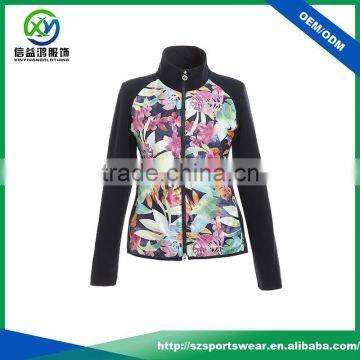 Popular style 100% polyester fabric breathable with sublimation printing women winter jacket / golf waterproof jacket