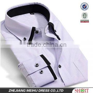 men's classic long sleeve double collar slim fit light purple dress shirt
