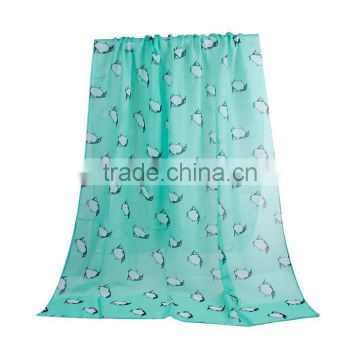 Voile Scarves & Wraps Rectangle White Green Penguin Custom Scarf