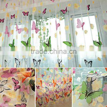 2016 Hot Romantic Butterfly Transparent Curtains Tulle 1x2m for Casement And Door Printed Window Curtain Sheer Voile Curtain photo-3