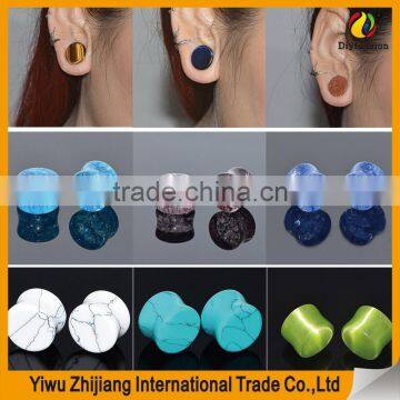 Natural Stone Ear Plugs Tunnels Saddle Expander Body Piercing Set