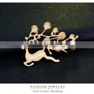 Christmas Pearl Crystal Pin Brooch Reindeer Stag Buck Deer Costume Jewelry Silver/Gold Tone photo-6