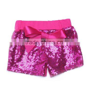 Cheap wholesale summer girl's sequin shorts for children red short with red bow