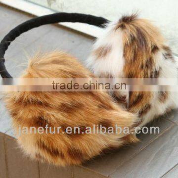 Fashion Cute Brown And Top Snow Knitted Rex Rabbit Fur Earflap