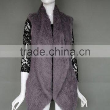 Wholesale Ladies Rabbit Fur Vest/ Open Front Design Fur Gilet For Spring Outwear