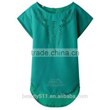 A pocket bat short sleeved chiffon shirt blouse color perspective SD100