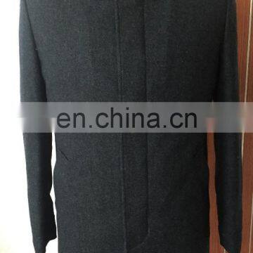 Men's Herringbone Coat With Slanted Pocket and Suede Collar New Style