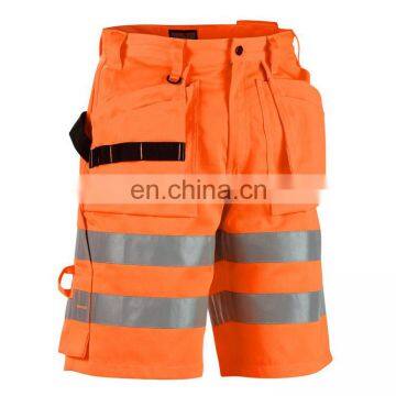 Hot sale polyestecotton drill high visibility work short pants with reflective tape