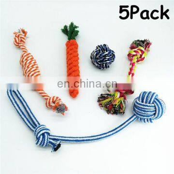 Fashion 5 Pack cat pet chew toy with LOGO Wholesale cotton rope durable dog toy set