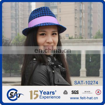 Printed Fedora hat wholesale, 100% pure wool fedora hat