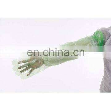 Clear plastic long sleeve disposable veterinary gloves