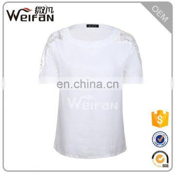 White Short Sleeve Round Neck Rayon Women Plain T-shirts