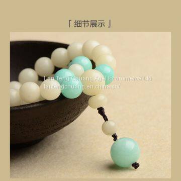 Authentic Natural White Jade Buddha Hand on Pu Tizi Bracelet Two Ring Ring With Original Tibetan Wenwan photo-2