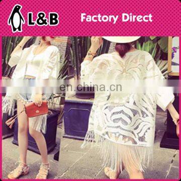 2016 Latest Designer Floral Lace Striped Lace Blouse White for Fat/thin Women/girl New Fashion Lace Blouse Designs photo-2