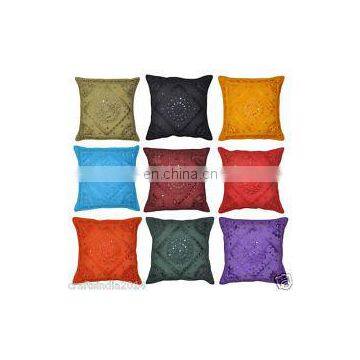 Indian Vintage Decor Throw Cushion Cover Embroidery Mirror Work Pillow Case 16" Sofa Throw cushion cover ethnic home decor Art