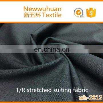 shaoxing factory 2017 new design TR stretched suiting fabric with spandex,wh-2812