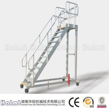 China Industrial Aluminum Warehouse Ladder with Wheels