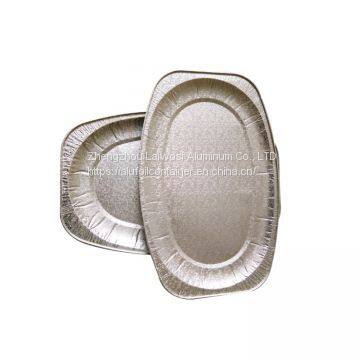 Large Size Embossed Oval Aluminium Foil Food Container Tray photo-2