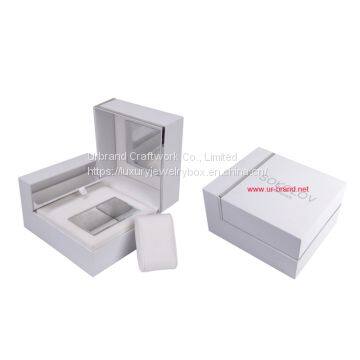 Custom logo white paper hinge box with mirror design inside for luxury watches Urbrand