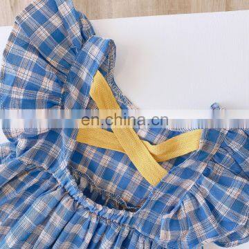 A0278# Summer Toddler Dress Kids Baby Girls Dress Kids Backless Plaid Dress Girls Clothes