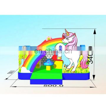 Novelty Colorful  Unicorn Theme Inflatable Bouncy Castle and Slide Inflatable Amusement Park Playground