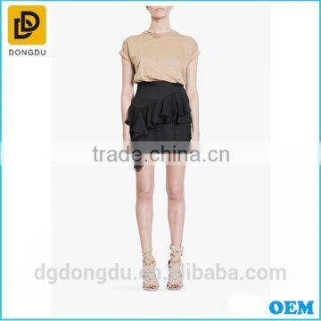 Latest Short Skirt Design Fashion Ruffled Cotton Stretch Mini Skirt