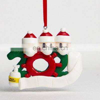 2020 New Design DIY Family Name Blessing Resin Snowman Christmas Tree Hanging Santa Christmas Ornament photo-2